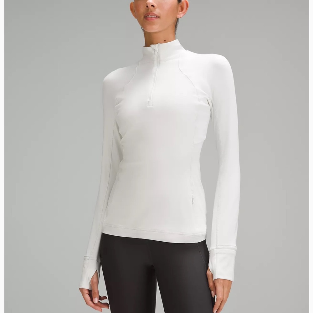 lululemon it’s rulu half zip in light vapor/white
